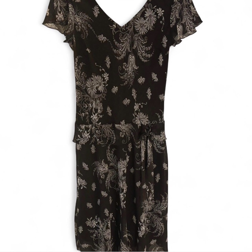 AGB Black Midi Dress with Cream Floral Print